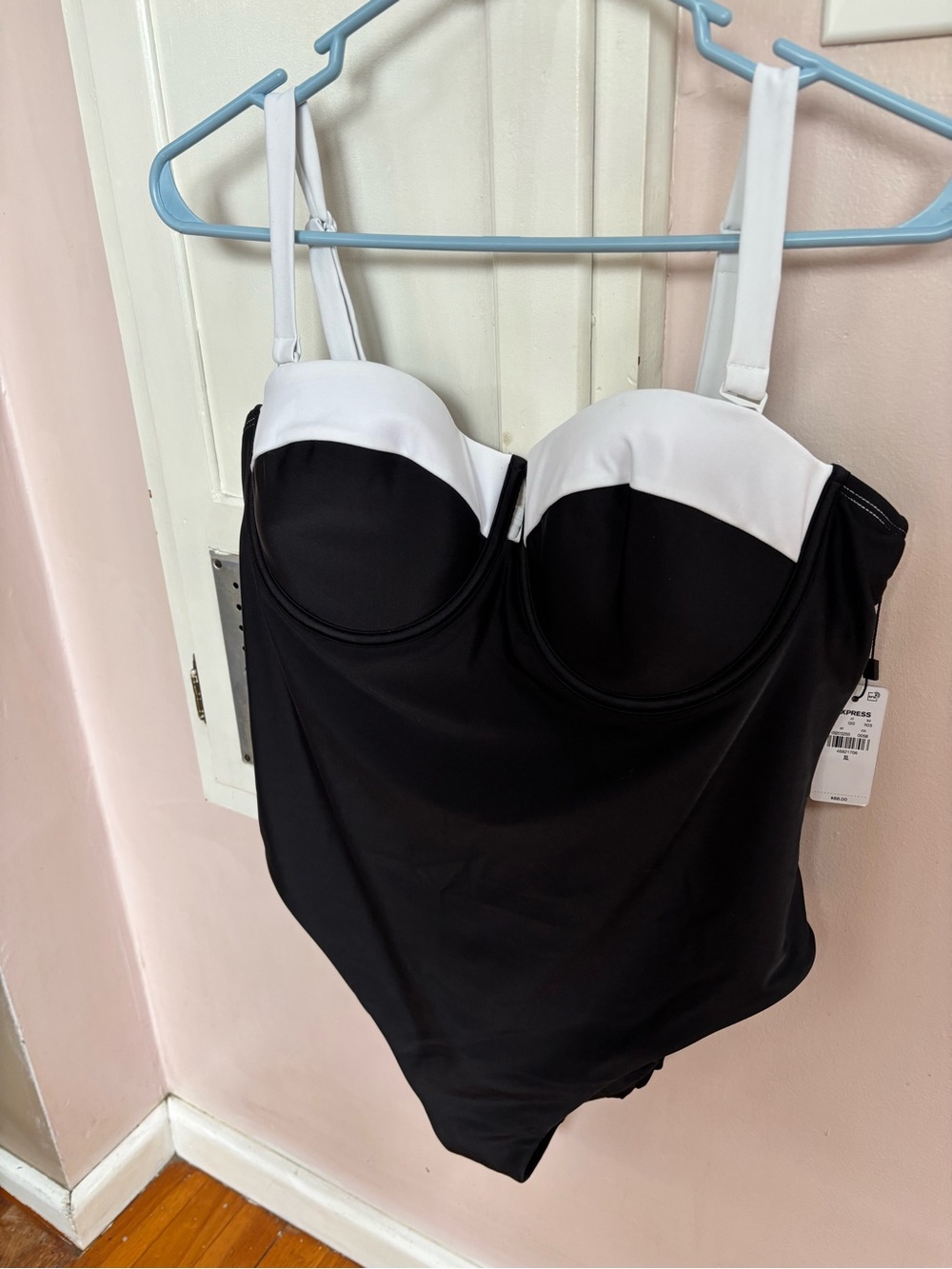 Express Black & White Bandeau One-Piece Swimsuit